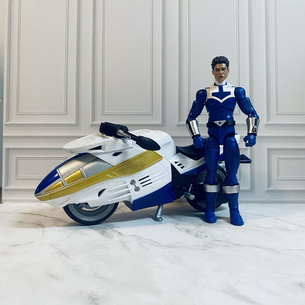 Hasbro Power Rangers Lightning Time Force Blue Ranger And Cycle Incomplete